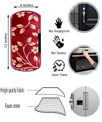 KANUSHI Industries? Washable Cotton Rose Design 1 Pc Lpg Gas Cylinder Cover+1Pc Fridge Cover/Refrigerator Cover+1 Pc Handle (CYL+FRI+1-Handle-Maroon-Raj)-thumb3