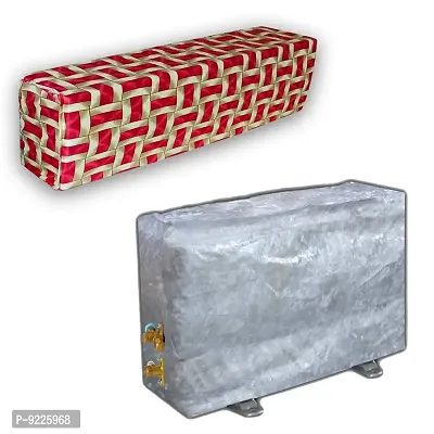 KANUSHI Industries? Split AC Cover Set for Indoor and Outdoor Unit 1.5 to 2.0 Ton Capacity (VAR-AC-in-Out-RED-Golden-LINE)