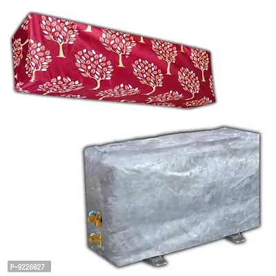 KANUSHI Industries? Split AC Cover Set for Indoor and Outdoor Unit 1.5 to 2.0 Ton Capacity (VAR-AC-in-Out-Maroon-Tree)-thumb0