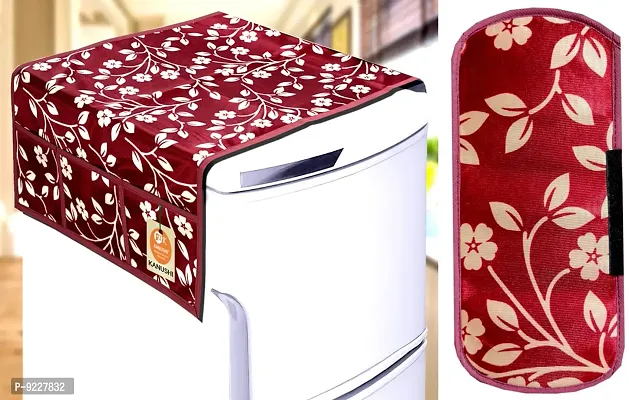 KANUSHI Industries? Fridge Covers/Refrigerator Cover+ 1 Pc Handle Cover (Color- Maroon)(FIR-Maroon-Raj+1-Handle)