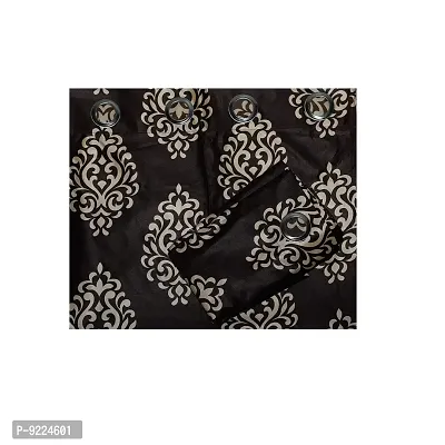 KANUSHI Industries? 2 Pieces Polyster Eyelet Window Curtain Set- 7 Ft (VAR-CUR-FLORAL-BROWN-7FEET-2PCS)-thumb3