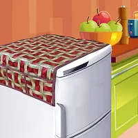 KANUSHI Industries? Fridge Covers/Refrigerator Cover (Color- Red)(FRI-RED-GOLDEN-LINE-TOP-01)-thumb1