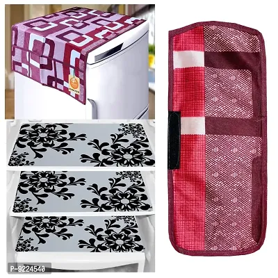 KANUSHI Industries? 1Pc Fridge Cover for Top with 6 Utility Pockets + 1 Handles Covers + 3 Fridge Mats (VAR-FRI-WINE-BOX-TOP-COMBO-M-2)-thumb0