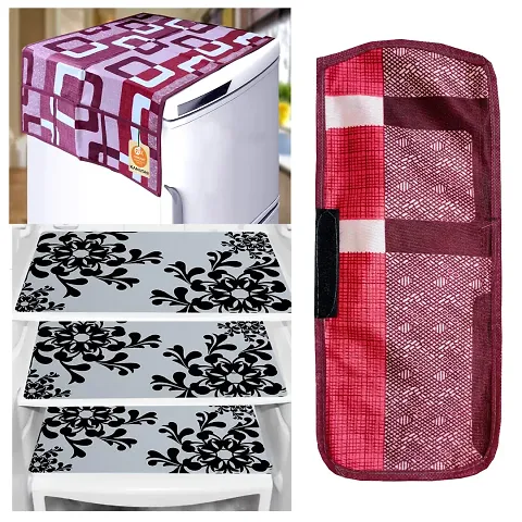 KANUSHI Industries? 1Pc Fridge Cover for Top with 6 Utility Pockets + 1 Handles Covers + 3 Fridge Mats