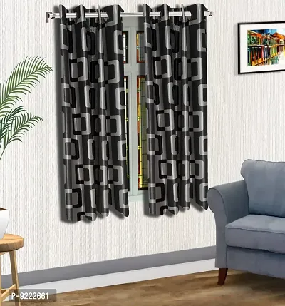 KANUSHI Industries? 2 Pieces Washable Polyster Eyelet Window Curtain Set (Curtain Black Box) (5 FEET)-thumb0