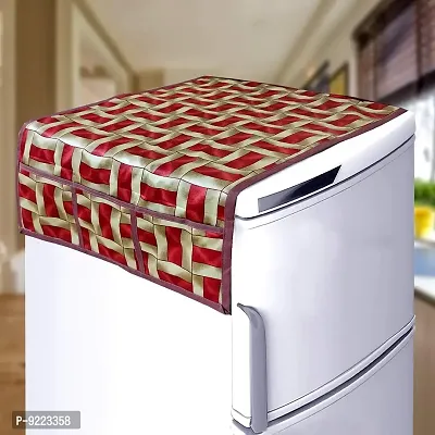 KANUSHI Industries? Fridge Covers/Refrigerator Cover (Color- Red)(FRI-RED-GOLDEN-LINE-TOP-01)