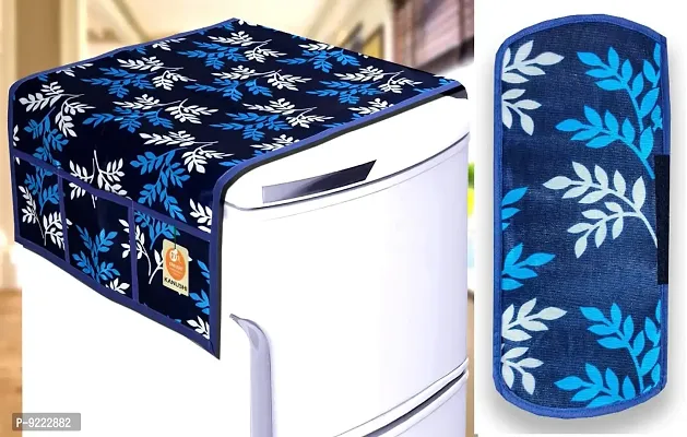 KANUSHI Industries? Fridge Top Covers/Refrigerator Cover+ 1 Pc Handle Cover (Color- Blue)(FRI-Blue-Small-LEVS+1-Handle)-thumb0