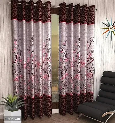 KANUSHI Industries? 2 Pieces Washable Polyster Panel Design Eyelet Window Curtain Set (Panel Maroon)