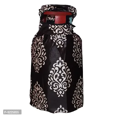 KANUSHI Industries? Cotton Leaves Design1 Piece Lpg Gas Cylinder Cover (VAR1-CYLN-FLORAL- BROWN-01)-thumb3