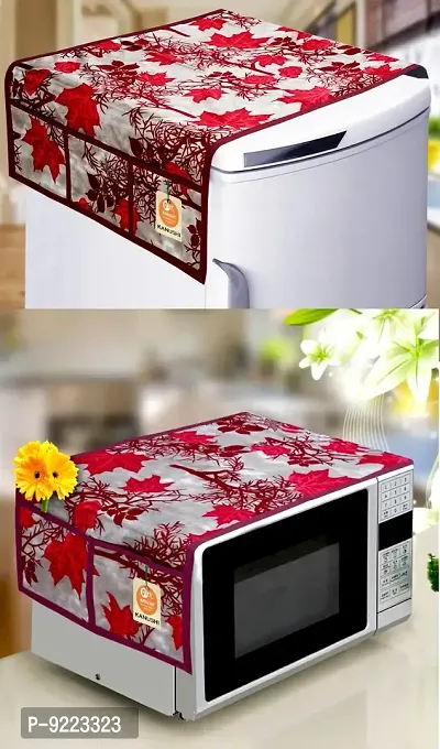 KANUSHI Industries? Fridge Covers/Refrigerator Cover + 1 Pc Microwave/Oven Cover for Top (Color- Maroon)(Copy-FRI+Micro-Maroon-SHUB)-thumb0