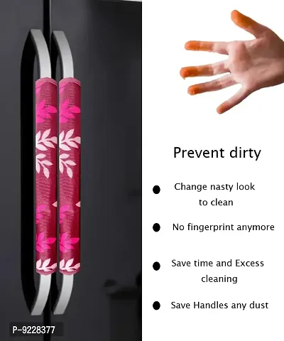 KANUSHI Industries? Washable Cotton Rose Design 1 Pc Lpg Gas Cylinder Cover+1Pc Fridge Cover/Refrigerator Cover+1 Pc Handle (CYL+FRI+1-Handle-Wine-Small-LEVS)-thumb5