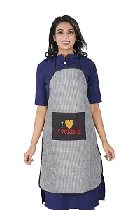 KANUSHI Industries? Apron for Kitchen Waterproof with Front Pocket(Black)(APRON-1 PC-SCL-BLACK-CHK-COOK)-thumb1