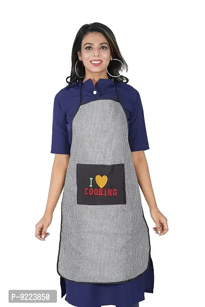 KANUSHI Industries? Apron for Kitchen Waterproof with Front Pocket(Black)(APRON-1 PC-SCL-BLACK-CHK-COOK)-thumb2