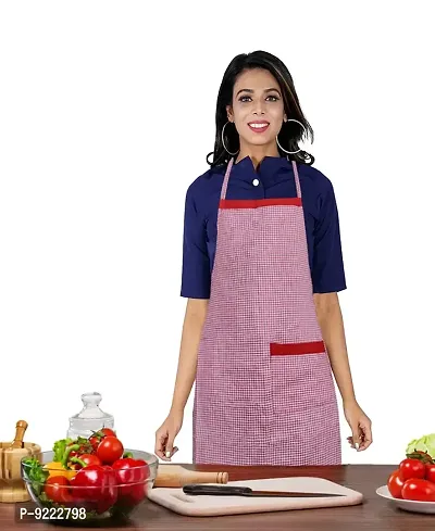 KANUSHI Industries? Apron for Kitchen Waterproof with Side Pocket(Red)(APRON-1-PC-RED-SCHOL-SID)