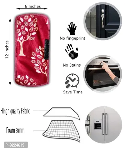 KANUSHI Industries? 1Pc Fridge Cover for Top with 6 Utility Pockets + 1 Handles Covers + 3 Fridge Mats (VAR-FRI-MAROON-TREE-COMBO-M-23)-thumb5