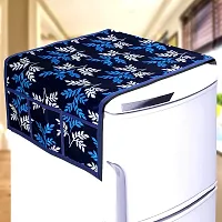 KANUSHI Industries? Fridge Top Covers/Refrigerator Cover+ 1 Pc Handle Cover (Color- Blue)(FRI-Blue-Small-LEVS+1-Handle)-thumb1