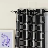 KANUSHI Industries? 2 Pieces Washable Polyster Eyelet Window Curtain Set (Curtain Black Box) (7 FEET)-thumb1