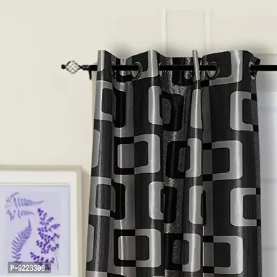 KANUSHI Industries? 2 Pieces Washable Polyster Eyelet Window Curtain Set (Curtain Black Box) (7 FEET)-thumb2