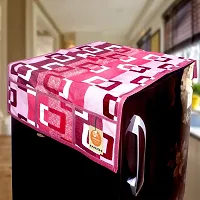 KANUSHI Industries? Washable Cotton Rose Design 1 Pc Lpg Gas Cylinder Cover+1Pc Fridge Cover/Refrigerator Cover+1 Pc Handle (CYL+FRI+1-Handle-Maroon-Box)-thumb1