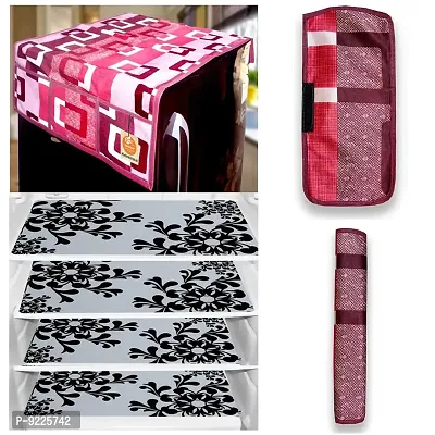 KANUSHI Industries? 1Pc Fridge Cover for Top with 6 Utility Pockets + 2 Handles Covers + 3 Fridge Mats (FRI-Wine-Box+2-Handle+M-3-03)