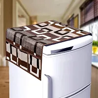 KANUSHI Industries? Washable Cotton Rose Design 1 Pc Lpg Gas Cylinder Cover+1Pc Fridge Cover/Refrigerator Cover+1 Pc Handle (CYL+FRI+1-Handle-Brown-Box)-thumb1