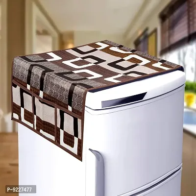 KANUSHI Industries? Washable Cotton Rose Design 1 Pc Lpg Gas Cylinder Cover+1Pc Fridge Cover/Refrigerator Cover+1 Pc Handle (CYL+FRI+1-Handle-Brown-Box)-thumb2