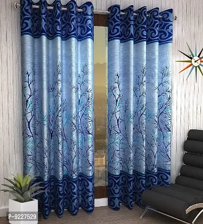 KANUSHI Industries? 2 Pieces Washable Polyster Panel Design Eyelet Window Curtain Set (Panel Blue)