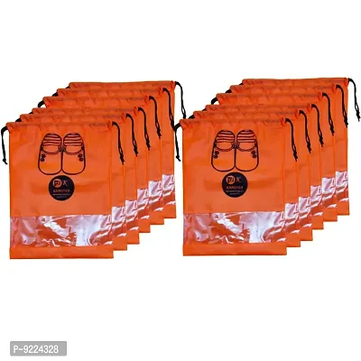 KANUSHI Industries? Transparent Shoe Pouch/Cover/Bag/Organizer, Set of 12 (Orange Color)(SC-WD-ORG-12PC)-thumb0