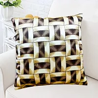 KANUSHI Industries? Reversible Decorative Cushion Covers Set of- 1 (24 X24 Inches)(CC-BROWN-GOLDEN-LINE-1PC-24X24)-thumb1