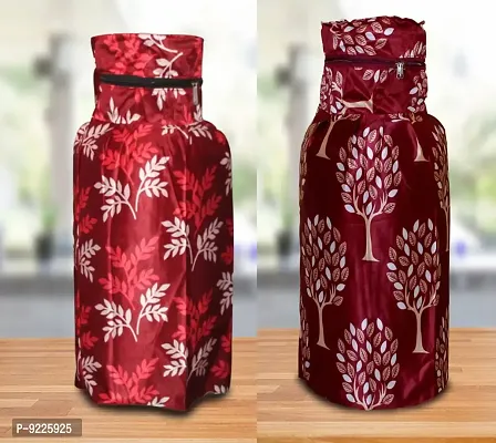 KANUSHI Industries Designer LPG Gas Cylinder Cover Set of 2Pc (2PCS+CYL-Maroon-Small-LEVS+Maroon-Tree)