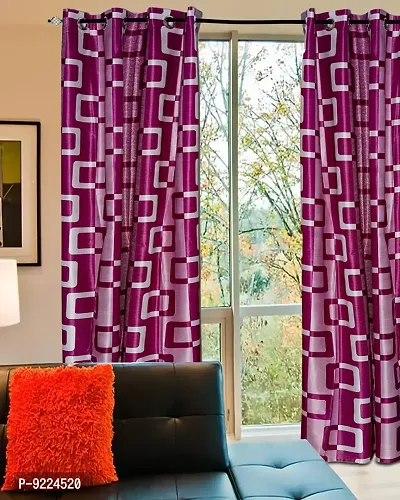 KANUSHI Industries? 2 Pieces Washable Polyster Eyelet Window Curtain Set- 5 Ft (VAR-CUR-MAROON-BOX-5FEET-2PCS)-thumb0