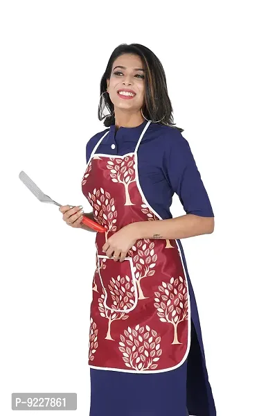 KANUSHI Industries? 1Pc Fridge Cover/Refrigerator top Cover for Top with 6 Utility Pockets+1 pc Apron (FRI+Apron-Maroon-Tree)-thumb4