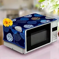 KANUSHI Industries? Microwave/Oven Top Cover with 4 Utility Pockets + 1 Pc Fridge Cover for Top (Color : Blue)(FRI+Micro-Long-Leaves-Blue)-thumb2