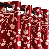 KANUSHI Industries? 1 Pieces Washable Polyster Eyelet Window Curtain Set (Curtain Maroon Raj 1PC)-thumb1