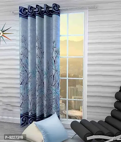 KANUSHI Industries? 1 Pieces Washable Polyster Panel Design Eyelet Window Curtain Set (Panel Blue)-thumb0