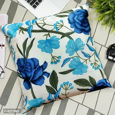 KANUSHI Industries? Decorative Cushion Covers Set of- 3 (16x16 Inches)(CC-BLUE-ROSE-3PC)-thumb2