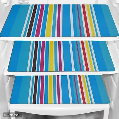 KANUSHI? PVC Fridge Multi Purpose Mats/Fridge Mats Set of 6 / Refrigerator Mats Set (COPY-FRIMAT-BLUE-LINING-DEGISN-06)-thumb2