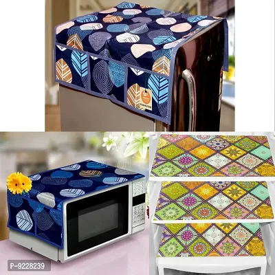 KANUSHI Industries? 1 Pc Microwave/Oven Top Cover + 1 Pc Fridge/Refrigerator Top Cover + 3 Fridge Mate (Micro+FRI-Blue-Long-LEVS+M-22)