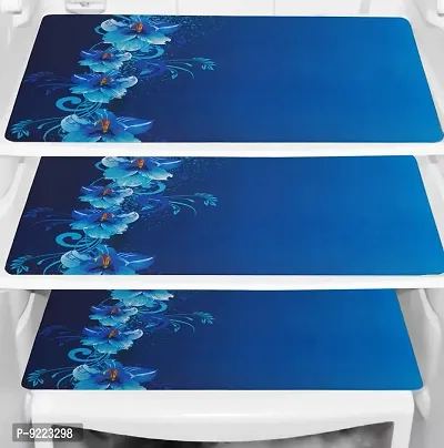 KANUSHI? PVC Fridge Multi Purpose Mats/Fridge Mats Set of 6 / Refrigerator Mats Set (COPY-FRIMAT-BLUE-FLORAL-06)-thumb2