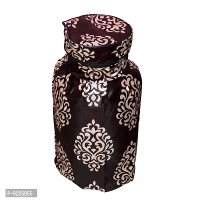 KANUSHI Industries? Cotton Leaves Design1 Piece Lpg Gas Cylinder Cover (VAR1-CYLN-FLORAL- BROWN-01)-thumb4