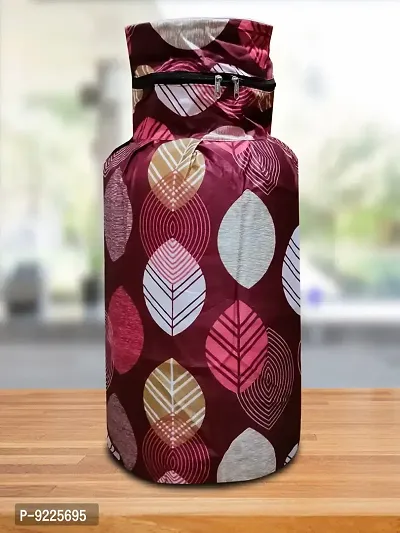 KANUSHI Industries? Cotton Leaves Design1 Piece Lpg Gas Cylinder Cover (VAR1-CYL-MAROON-LONG-LEVS-01)