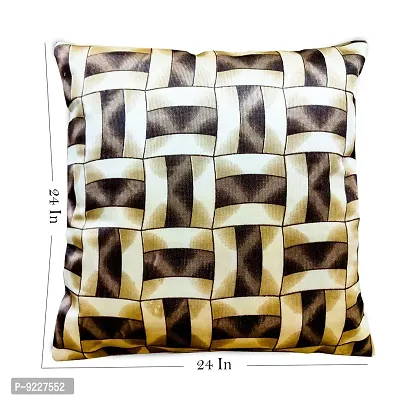 KANUSHI Industries? Reversible Decorative Cushion Covers Set of- 1 (24 X24 Inches)(CC-BROWN-GOLDEN-LINE-1PC-24X24)-thumb3