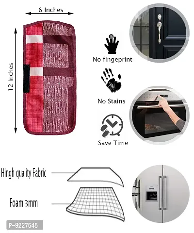 KANUSHI Industries? Washable Cotton Rose Design 1 Pc Lpg Gas Cylinder Cover+1Pc Fridge Cover/Refrigerator Cover+1 Pc Handle (CYL+FRI+1-Handle-Maroon-Box)-thumb4