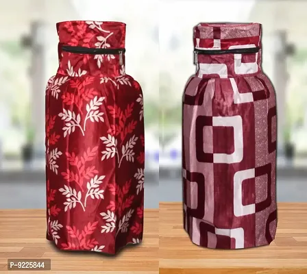 KANUSHI Industries Designer Polyester LPG Gas Cylinder Cover Set of 2Pc (2PCS+CYL-Maroon-Small-LEVS+Maroon-Box)