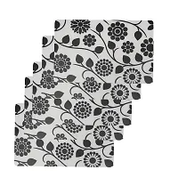 KANUSHI Industries? PVC Fridge Multi Purpose Mats/Fridge Mats Set of 6 / Refrigerator Mats Set (FRIMAT-Black  WHITE-NEWFLORAL-06)-thumb3