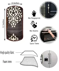 KANUSHI Industries? Washable Cotton Rose Design 1 Pc Lpg Gas Cylinder Cover+1Pc Fridge Cover/Refrigerator Cover+1 Pc Handle (CYL+FRI+1-Handle-Brown-Floral)-thumb3