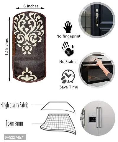 KANUSHI Industries? Washable Cotton Rose Design 1 Pc Lpg Gas Cylinder Cover+1Pc Fridge Cover/Refrigerator Cover+1 Pc Handle (CYL+FRI+1-Handle-Brown-Floral)-thumb4