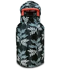 KANUSHI Industries? Washable Cotton Rose Design 1 Pc Lpg Gas Cylinder Cover+1Pc Fridge Cover/Refrigerator Cover+1 Pc Handle (CYL+FRI+1-Handle-Black-Small-LEVS)-thumb2