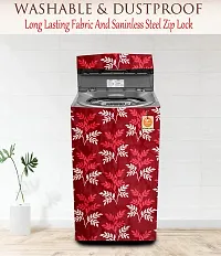 KANUSHI Industries? Washable  Dustproof maroon small levs Design Top Load Fully Automatic Washing Machine Cover (Maroon) ( Suitable For 6 Kg, 6.5 kg, 7 kg, 7.5 kg)(WASMAC-SMALL-LEAVES-MAROON-FULLY-01)-thumb1