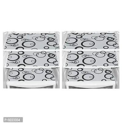 KANUSHI? PVC Fridge Multi Purpose Mats/Fridge Mats Set of 6 / Refrigerator Mats Set (FRIMAT-Circle-WhiteBLACK-06)